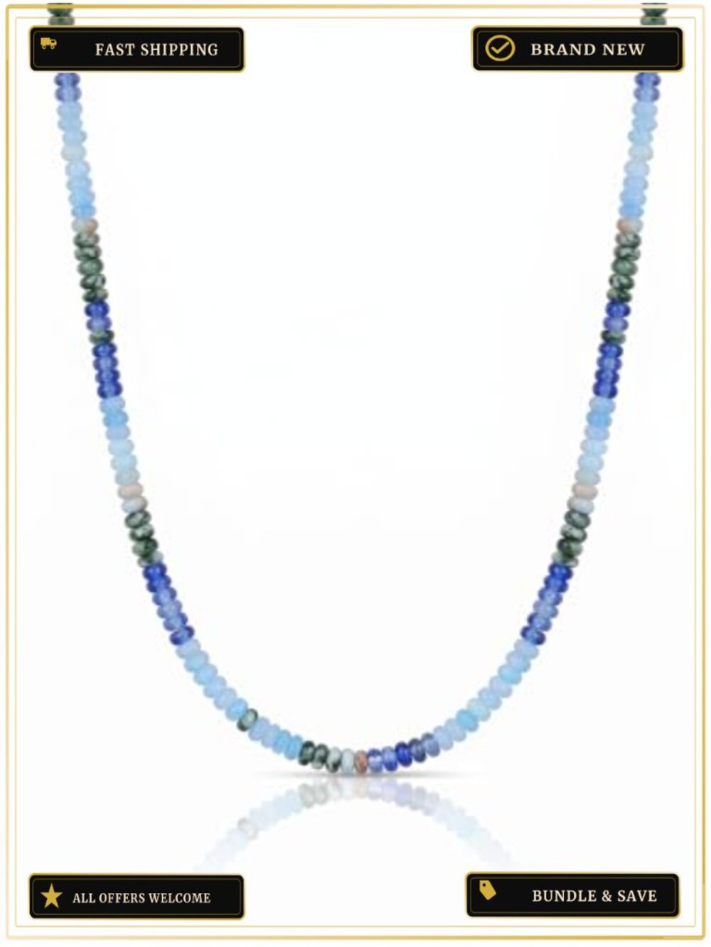 Waterproof Beaded Gemstone Necklace for Women, Handmade Boho Choker, Natural